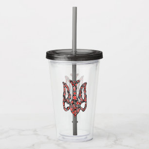 Ukrainian national emblem trident tryzub stylised acrylic tumbler