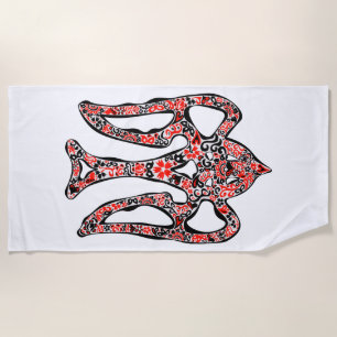 Ukrainian national emblem trident tryzub stylised beach towel