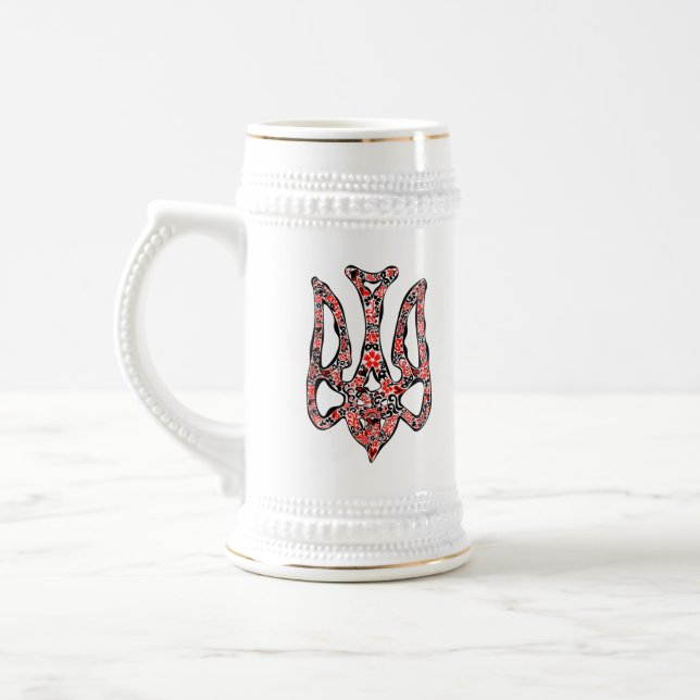 Ukrainian national emblem trident tryzub stylised beer stein (Left)