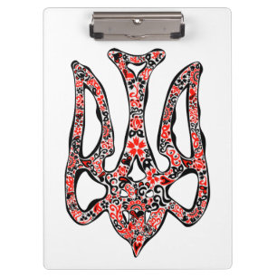 Ukrainian national emblem trident tryzub stylised clipboard