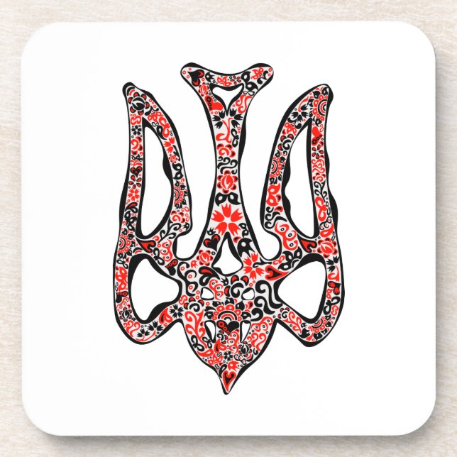 Ukrainian national emblem trident tryzub stylised coaster (Front)