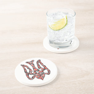 Ukrainian national emblem trident tryzub stylised coaster