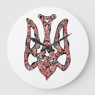 Ukrainian national emblem trident tryzub stylised large clock