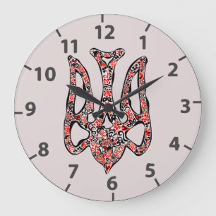 Ukrainian national emblem trident tryzub stylised large clock