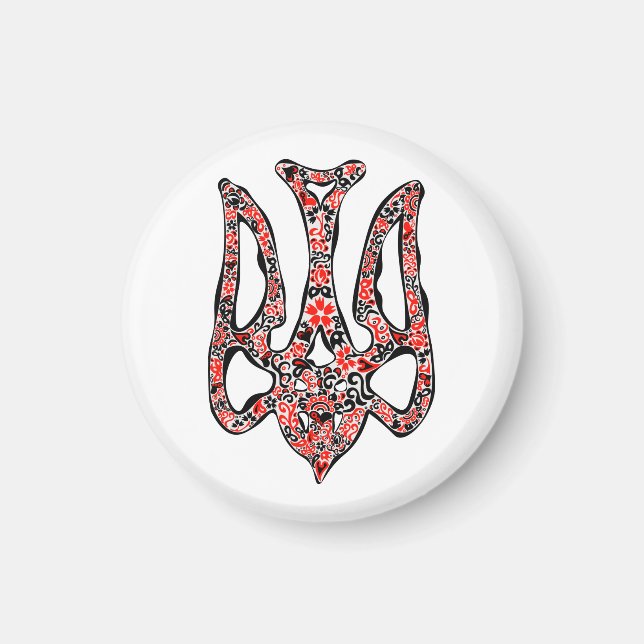 Ukrainian national emblem trident tryzub stylised magnet (Front)