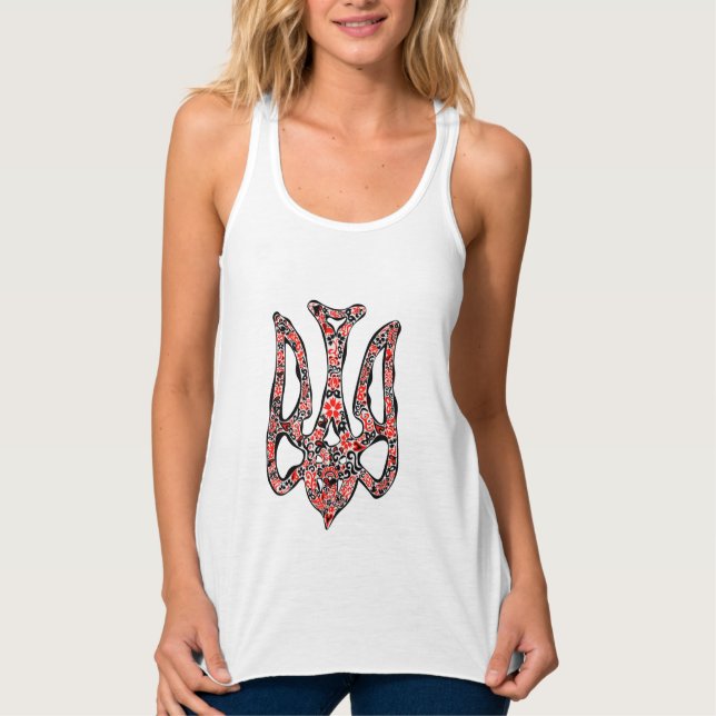 Ukrainian national emblem trident tryzub stylised singlet (Front)