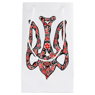 Ukrainian national emblem trident tryzub stylised small gift bag