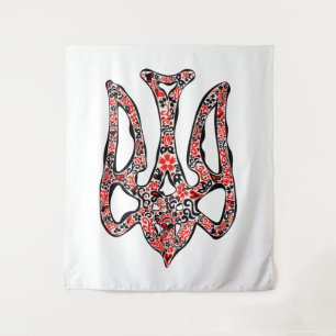 Ukrainian national emblem trident tryzub stylised  tapestry