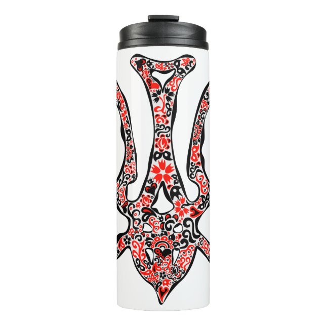 Ukrainian national emblem trident tryzub stylised thermal tumbler (Front)