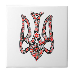 Ukrainian national emblem trident tryzub stylised tile