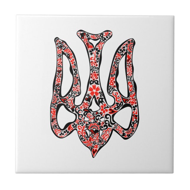 Ukrainian national emblem trident tryzub stylised tile (Front)