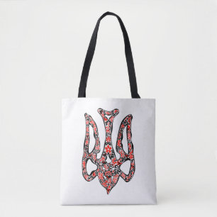 Ukrainian national emblem trident tryzub stylised tote bag