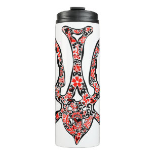 Ukrainian national emblem trident tryzub stylized thermal tumbler