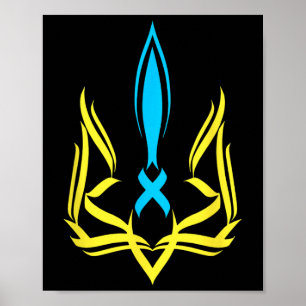 Ukrainian National Emblem Yellow Blue Colors - Ukr Poster