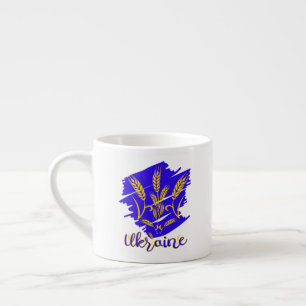 Ukrainian national symbol tryzub made of wheat ear espresso cup