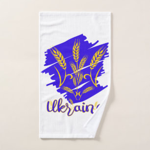 Ukrainian national symbol tryzub made of wheat ear hand towel