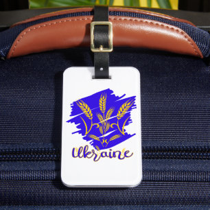 Ukrainian national symbol tryzub made of wheat ear luggage tag