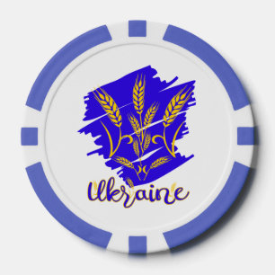 Ukrainian national symbol tryzub made of wheat ear poker chips