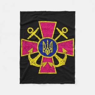 Ukrainian Navy Emblem Ukraine Navy Armed Forces  Fleece Blanket