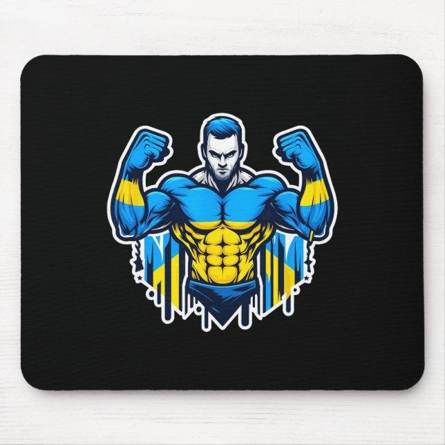 Ukrainian Nner Fan Ukraine Flag Strong Man  Mouse Pad (Front)