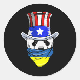 Ukrainian Panda Bear In Ukraine Ndana Flag  Classic Round Sticker