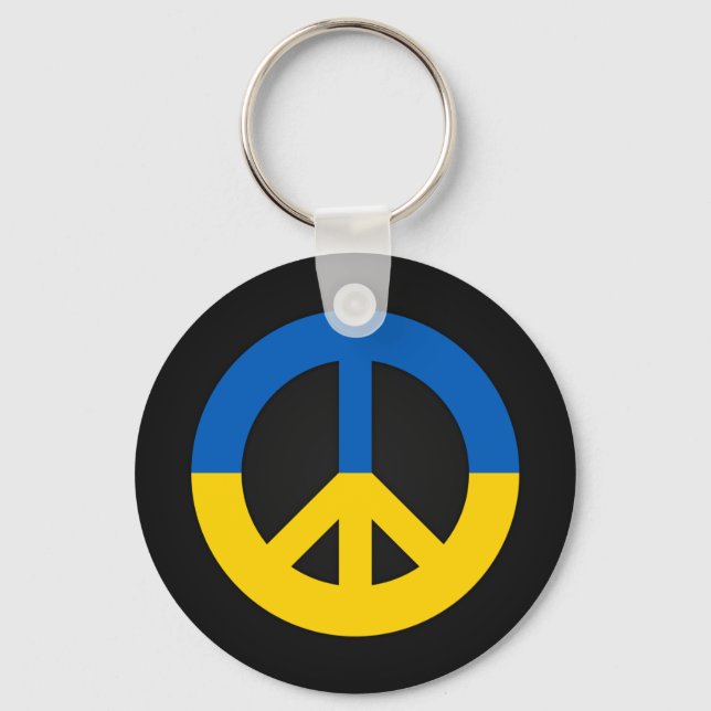 Ukrainian peace sign on a black background key ring (Front)