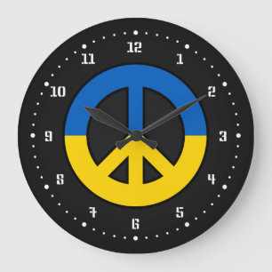 Ukrainian peace sign on a black background large clock