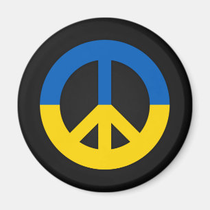 Ukrainian peace sign on a black background magnet