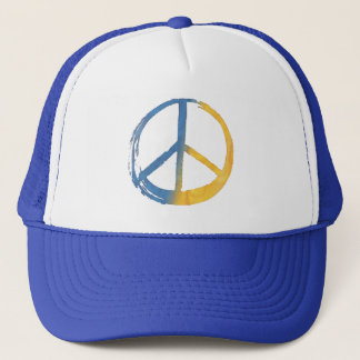 Ukrainian - PEACE Symbol Blue Yellow Ukraine War Trucker Hat