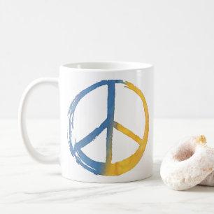 Ukrainian - PEACE Symbol Sign Daisy Ukraine War Co Coffee Mug