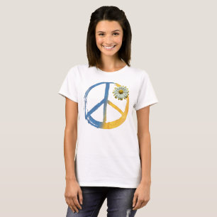 Ukrainian - PEACE Symbol Sign Daisy Ukraine War T-Shirt