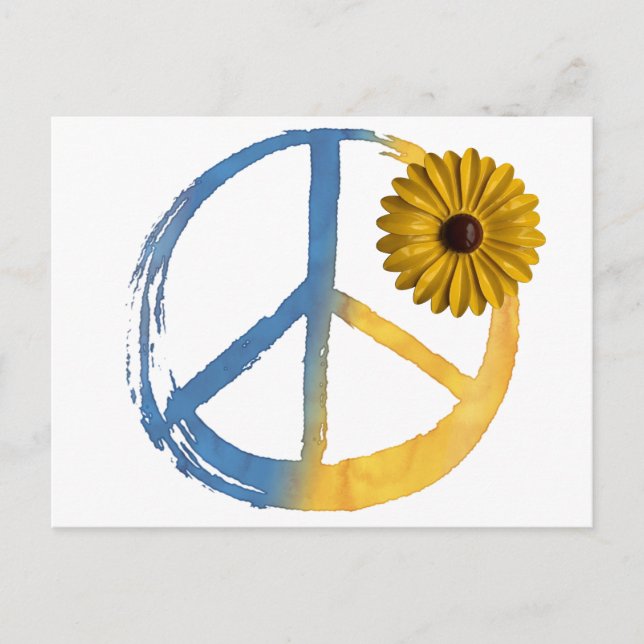 Ukrainian PEACE Symbol Sign Sunflower Ukraine War Holiday Postcard (Front)