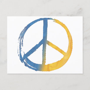 Ukrainian - PEACE Symbol Sign Ukraine Colours War Holiday Postcard