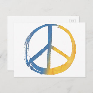 Ukrainian - PEACE Symbol Sign Ukraine Colours War Holiday Postcard