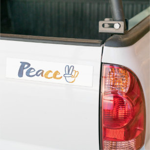 Ukrainian - PEACE Symbol V-Sign Ukraine Anti-War   Bumper Sticker