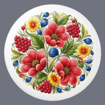 Ukrainian Petrykivka Blossom Folk Art Ceramic Knob