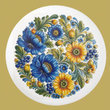 Ukrainian Petrykivka Flowers Folk Art Ceramic Knob