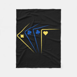 Ukrainian Playing Cards Ace Flag Solidarity  Fleece Blanket
