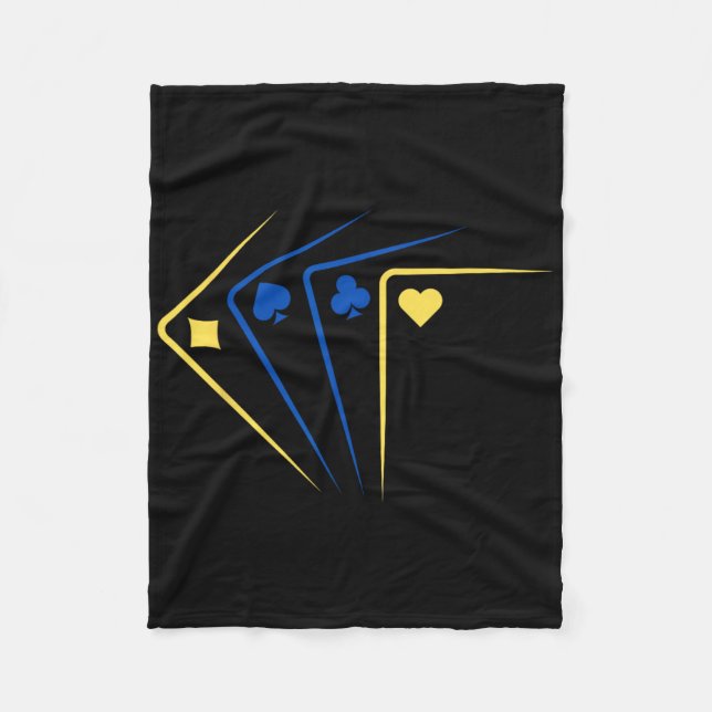 Ukrainian Playing Cards Ace Flag Solidarity  Fleece Blanket (Front)