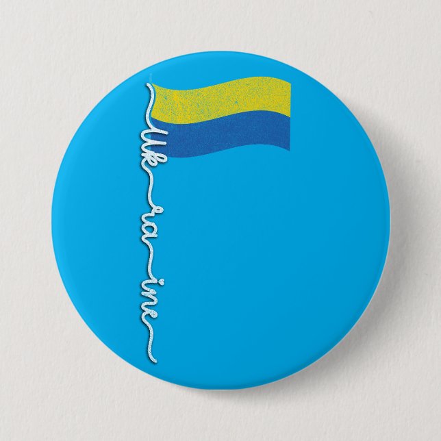 Ukrainian Pride Flagpole-Elegant Signature Design 7.5 Cm Round Badge (Front)