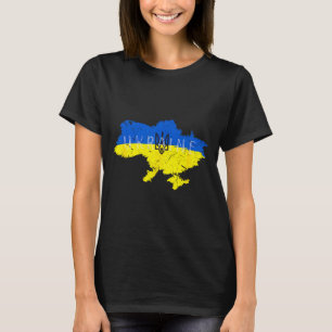 Ukrainian Pride Tryzub Ukraine Map Vintage Retro F T-Shirt