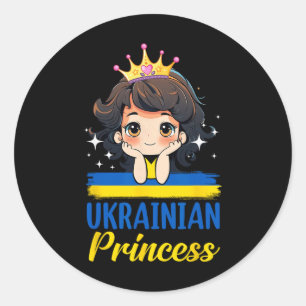 Ukrainian Princess Ukraine Girl Cute Ukrainian Fla Classic Round Sticker