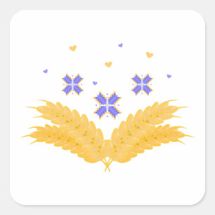 Ukrainian print - embroidery and grain square sticker