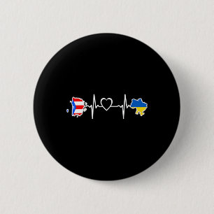 Ukrainian Puerto Rico Flag - Ukraine Puerto Rican  6 Cm Round Badge