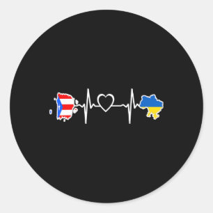 Ukrainian Puerto Rico Flag - Ukraine Puerto Rican Classic Round Sticker