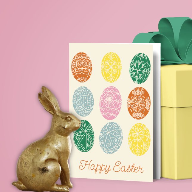 Ukrainian Pysanky Decorated Eggs Happy Easter Card (Creator Uploaded)