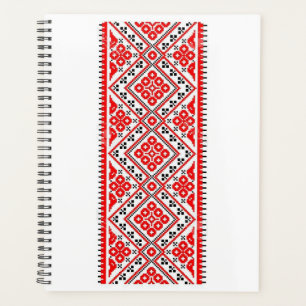 Ukrainian Red Embroidery Suns Vyshyvanka Planner