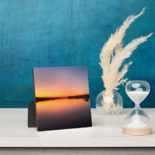 Ukrainian river Dnieper at sunset Plaque