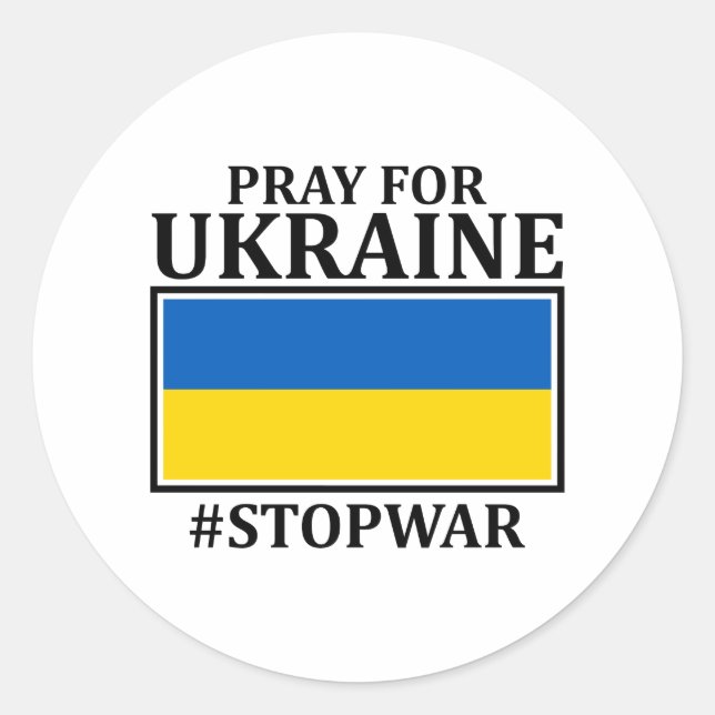 Ukrainian Russian War pray for Ukraine Flag Classic Round Sticker (Front)