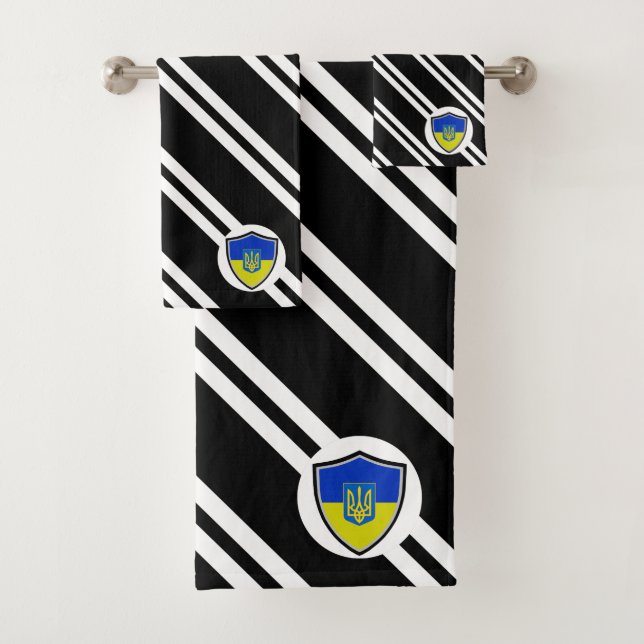 Ukrainian shield flag bath towel set (Insitu)